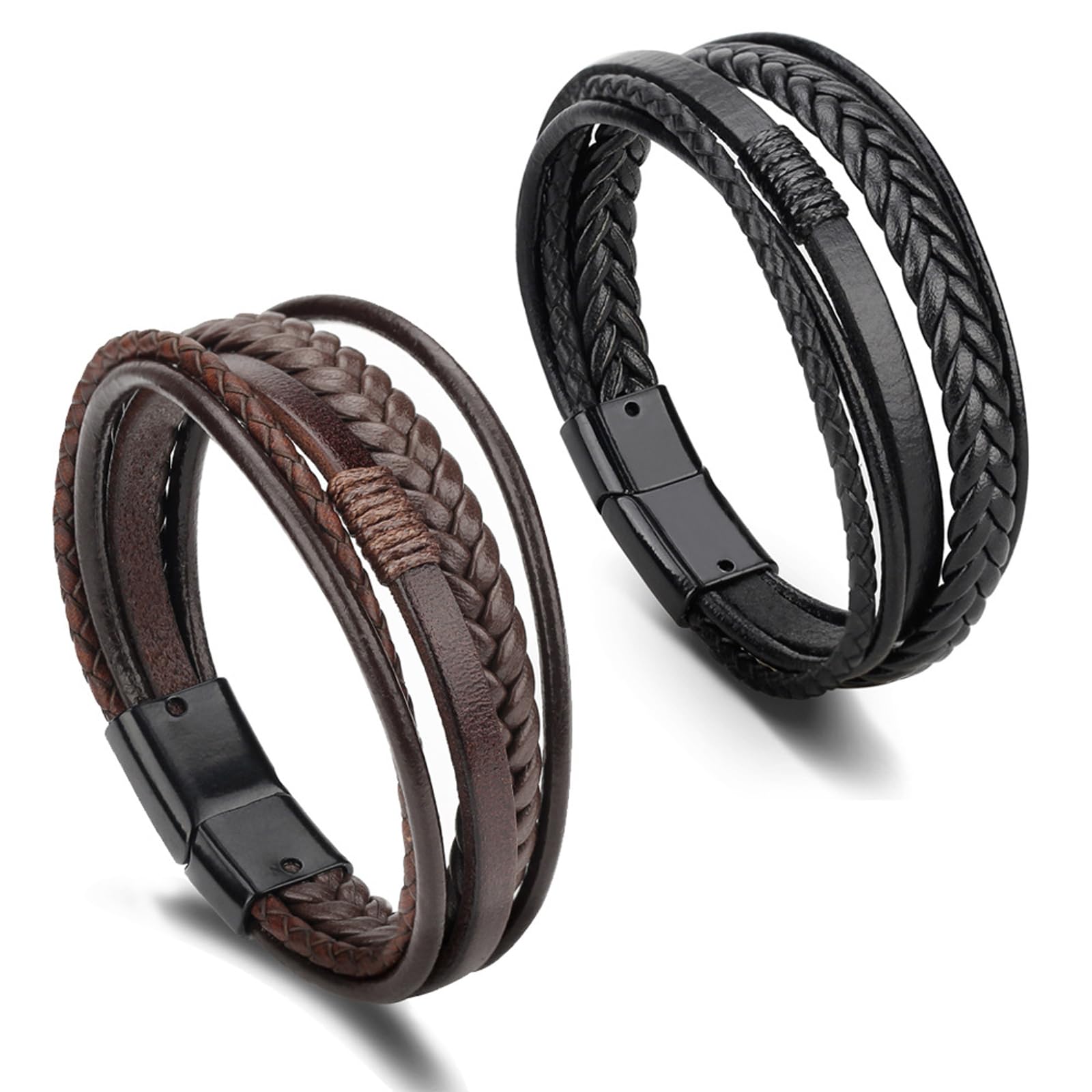 DKDDSSS Pulsera de Cuero para Hombre, Brazalete Hombre De Cuero Trenzado, Regalo para Hombre, Pulsera Hombre Personalizada, para un Regalo, 21 Centimeters
