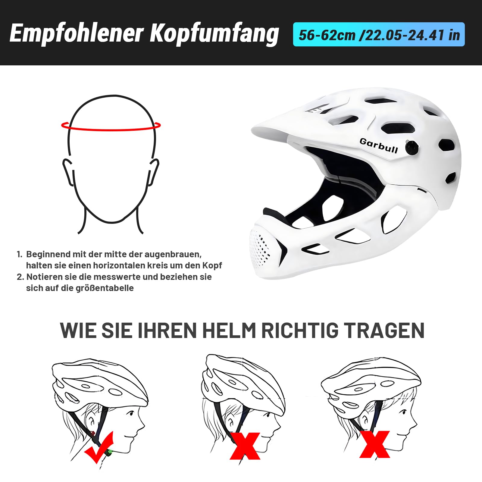 MEETHOO Mountainbike Helm-MTB Full Face Helm, Einstellbare Größe Fahrradhelm für Männer Frauen Sport & Freizeit