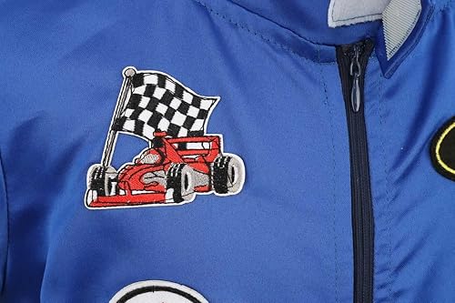 Miniatura 4 de LMYOVE Disfraz de piloto de coche de carreras para niños y niñas, disfraz de Halloween, disfraz de corredor y gorra de coche para niños de 3 a 9 años