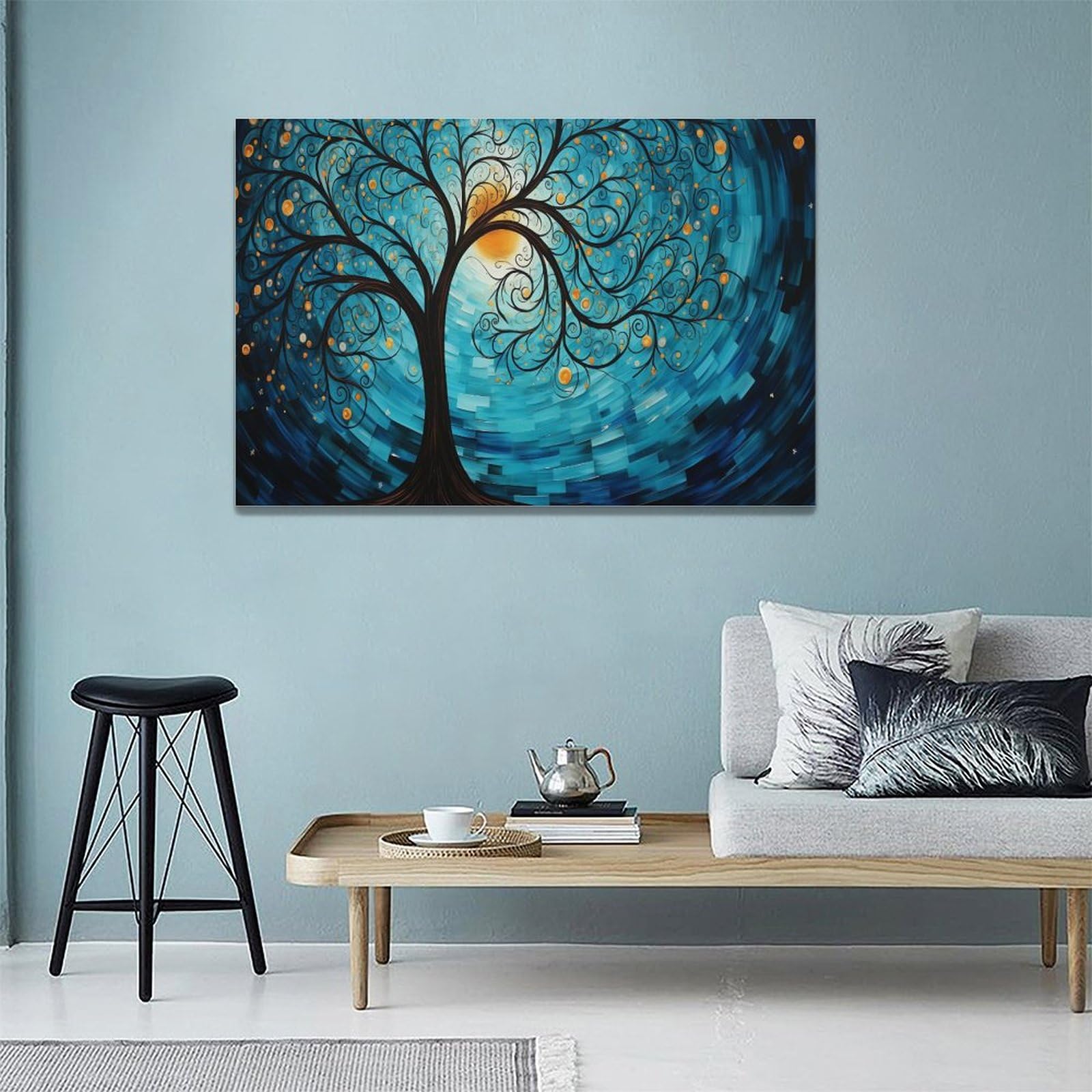 Arjun Lienzo Decorativo Abstracto Azul Para Pared De Sala De Estar, Diseño De Velero Náutico Verde