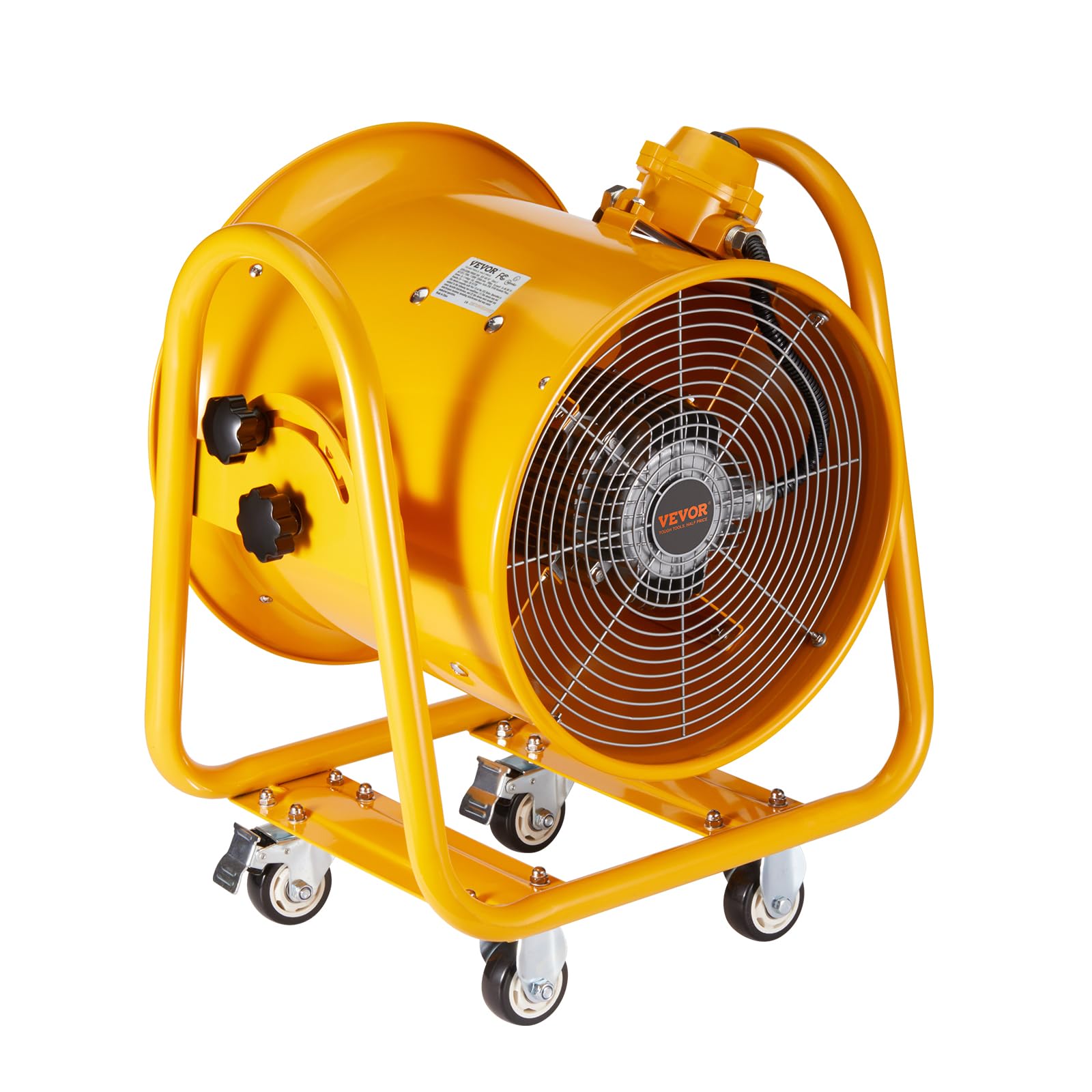 VEVOR Ventilateur d'Extraction 1100 W Extracteur d'Air Industriel 406,4 mm Volume d'Air 7204 m3/h Cordon Alimentation 5 m Sans Prise de Charge Ventilateur Portable pour Extraire Poussière Fumée Maison