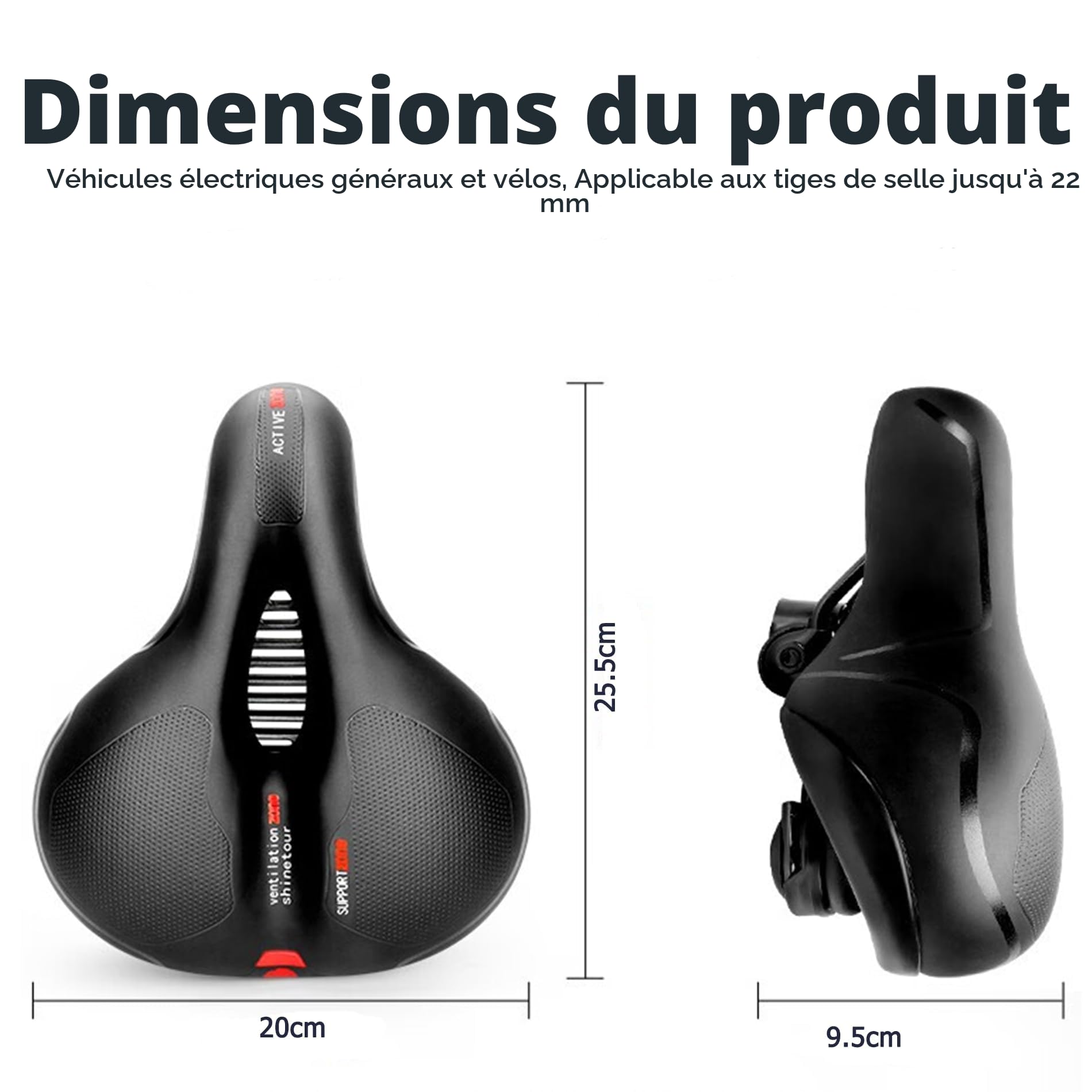 Selle de vélo ergonomique en gel confortable pour homme et femme - Avec housse étanche et clé à molette, douce, respirante, amortissante pour la plupart des vélos
