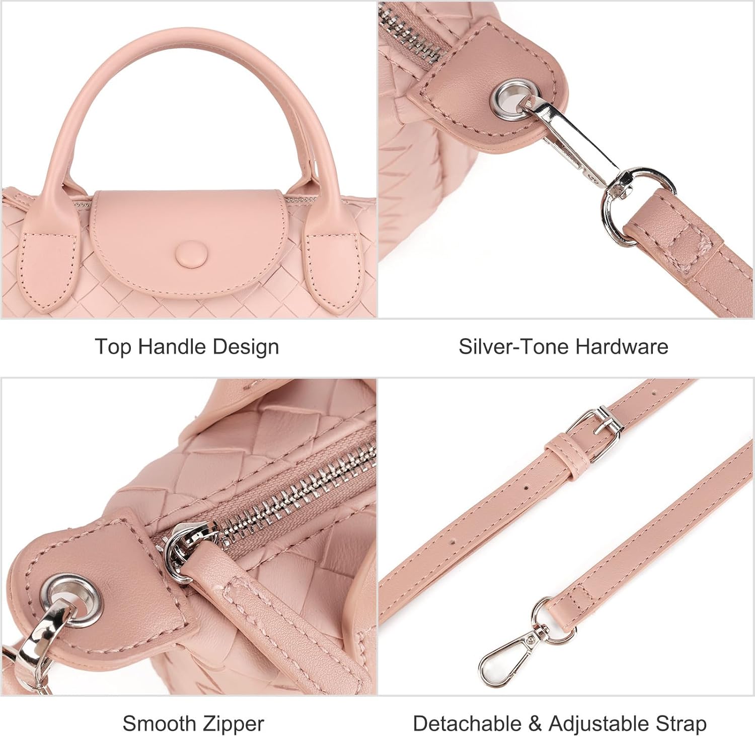 GLITZALL Small Cute Crossbody Purse with Top-Handle Plaid Shoulder Bag and Pocketbooks for Women Girl Vegan Leather Handbag | Soft Vegan Leather, Fit Standard Wallet, Detachable Strap - Image 4