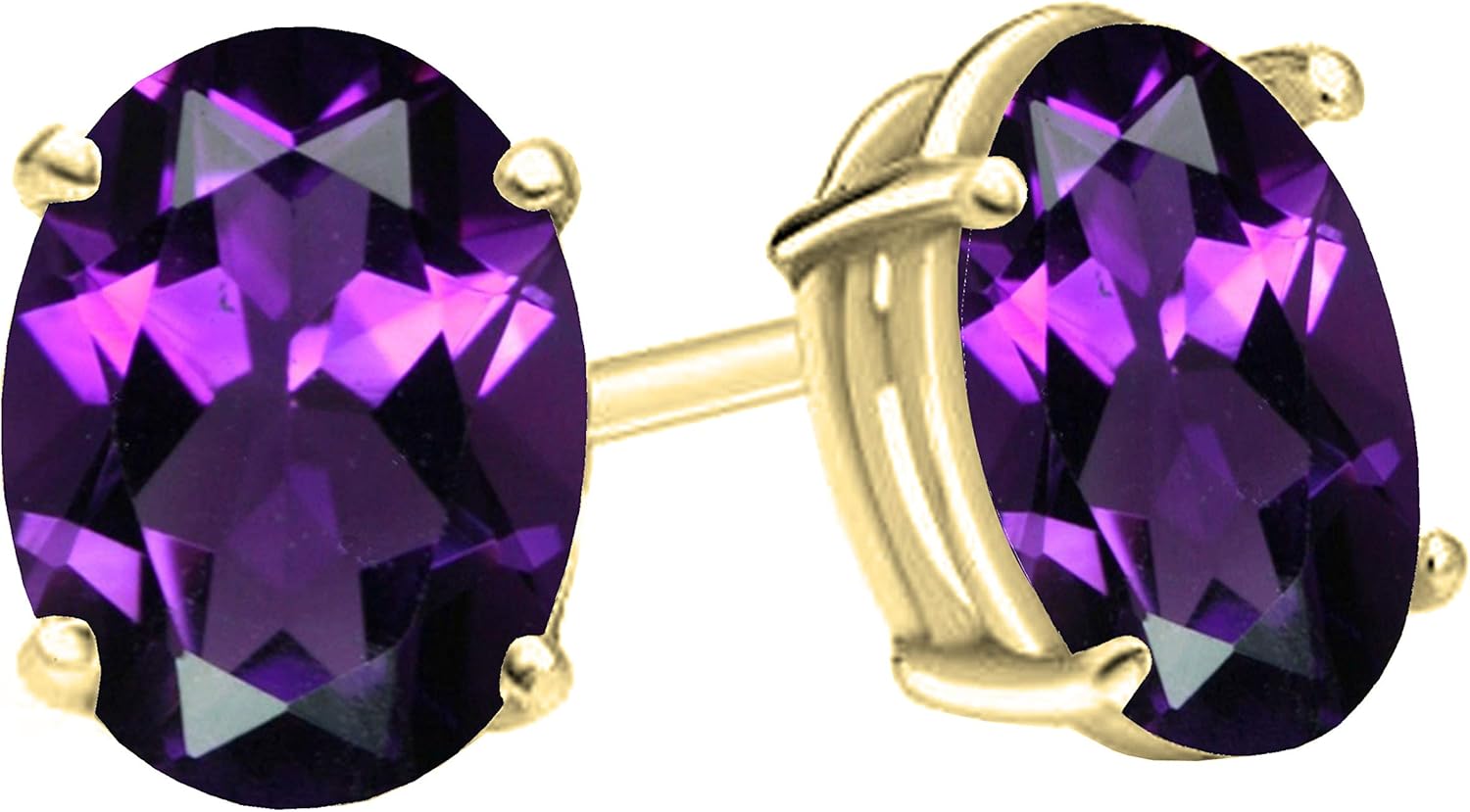 Dazzlingrock Collection 7x5mm each Oval Gemstone Solitaire Stud Earrings for Women in Solid Gold