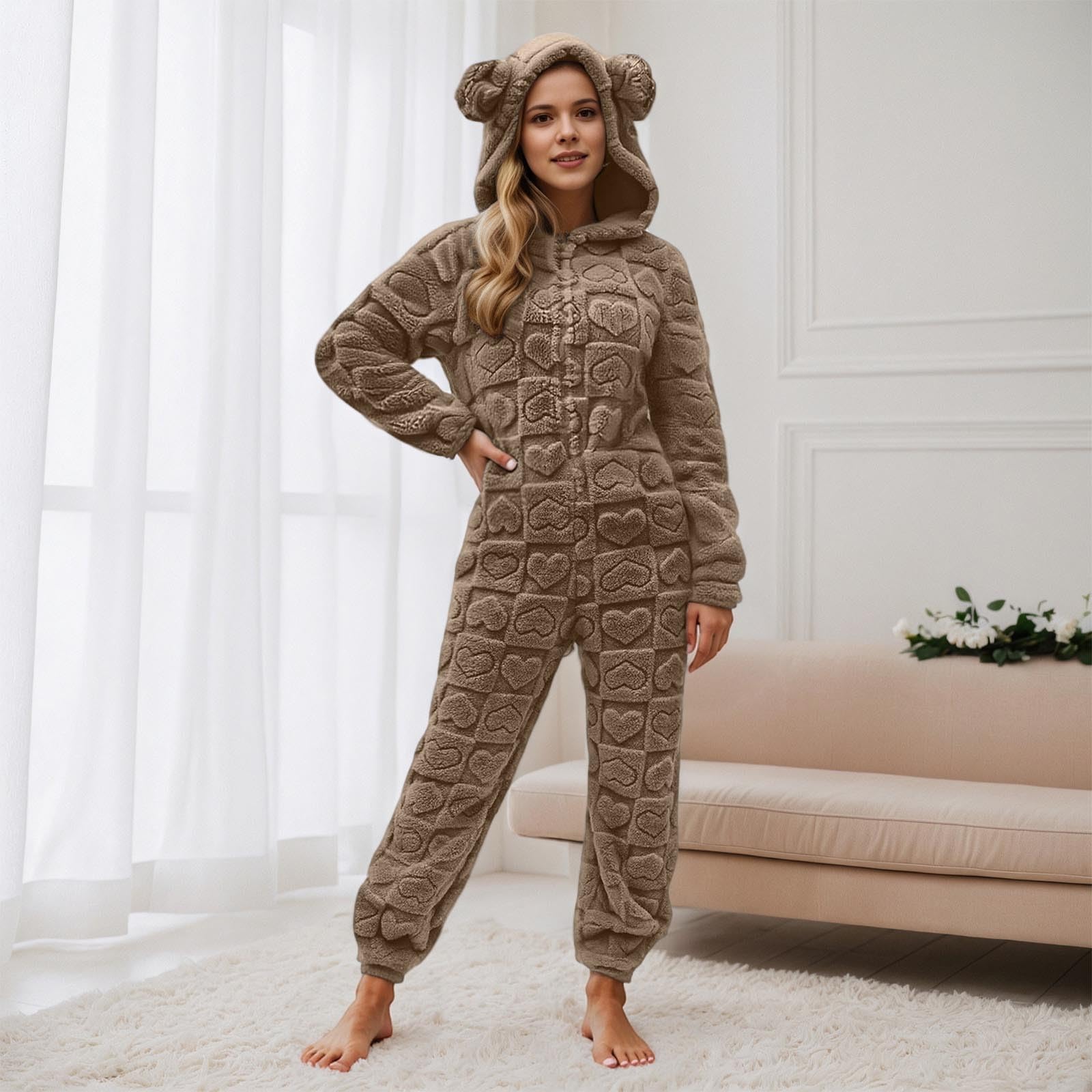 Generico Pigiama Intero Animali Donna, Tuta Casa Donna Morbido E Caldo Kigurumi Onesie Unisex per Adulti Ideale Costume Carnevale Halloween