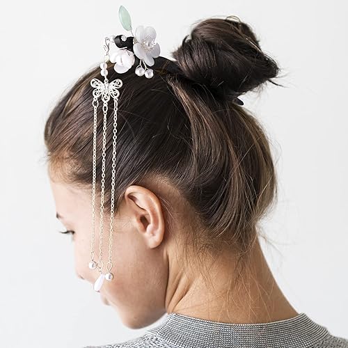 Miniatura 4 de HINZIC 2 palillos de pelo para mujer palillos chinos FloHair hechos a mano de madera clásica para peinados de bricolaje