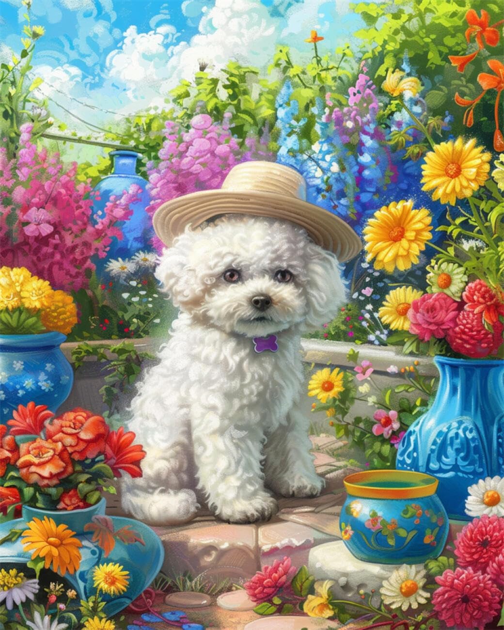 AYAOYANGGO Animal DIY Bead Embroidery Kit Cartoon Dog Beadwork Craft Kit for Beginners,Needlework Set,Preprint Pattern Decor Wall Art 40x50cm