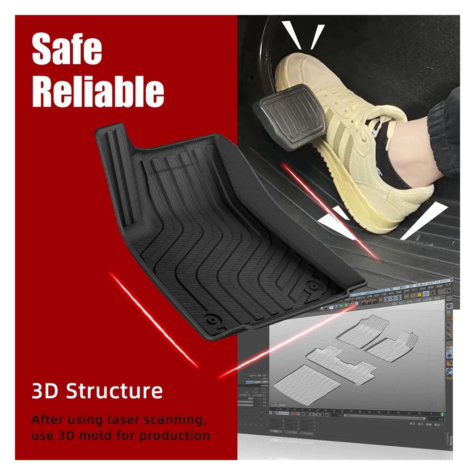 All Weather Car Floor Mat Compatible with Dongfeng NAMMI 01 2024 Custom 3D TPE Car Mats Waterproof Non-Slip — view 4