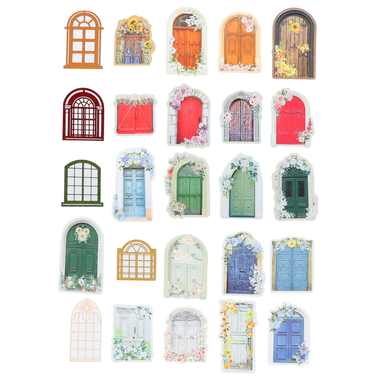 25 Sätze Blumenfenster-collagenkarte Bausätze Zur Kartenherstellung Decoupage Paper Buchstabenaufkleber Scrapbook-Aufkleber Briefe Aufkleber Buchstaben Zeitschrift Papier