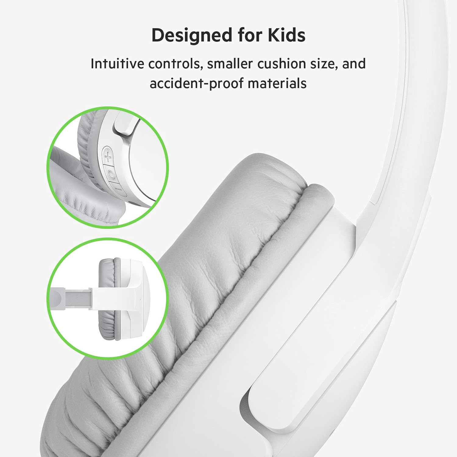 Belkin SoundForm Mini Kids Bluetooth 5.0 Wireless Headphones with Built in Microphone - On Ear Headsets for Travel, Online Learning, School - Compatible with iPhones, iPads, Galaxy and More - White : Electronics