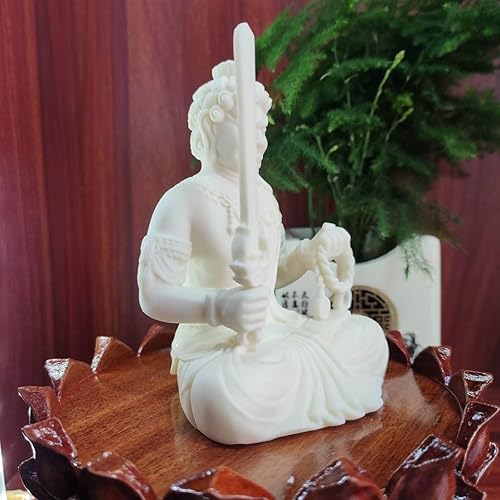 Miniatura 4 de Estatua de Buda de Acala, decoración de Buda de meditación blanca, decoración de oficina en casa, adornos de Feng Shui, regalo de artesanía de la