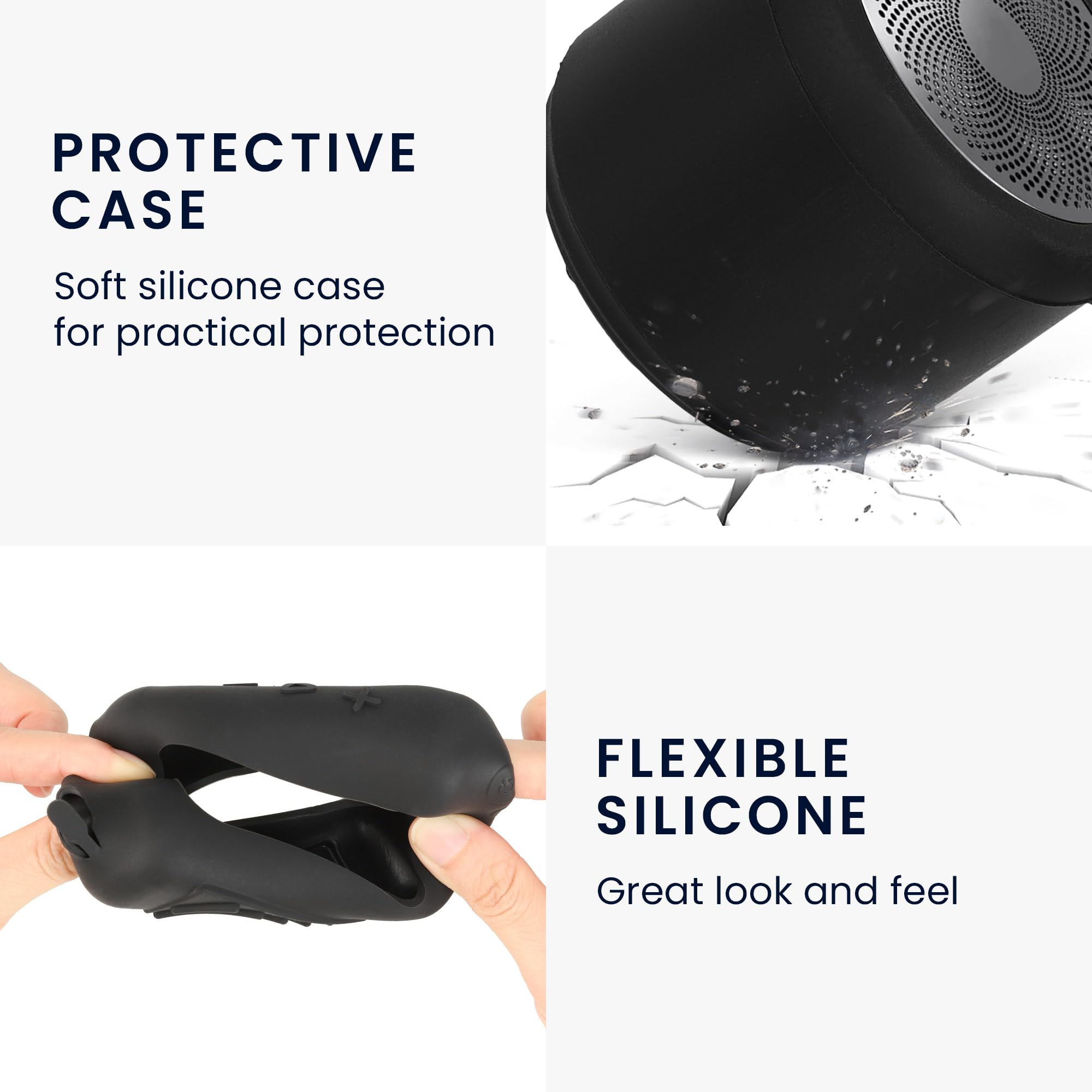 kwmobile Silikonowe etui kompatybilne z EWA A106 Pro - Etui ochronne na mini głośnik - Czarny