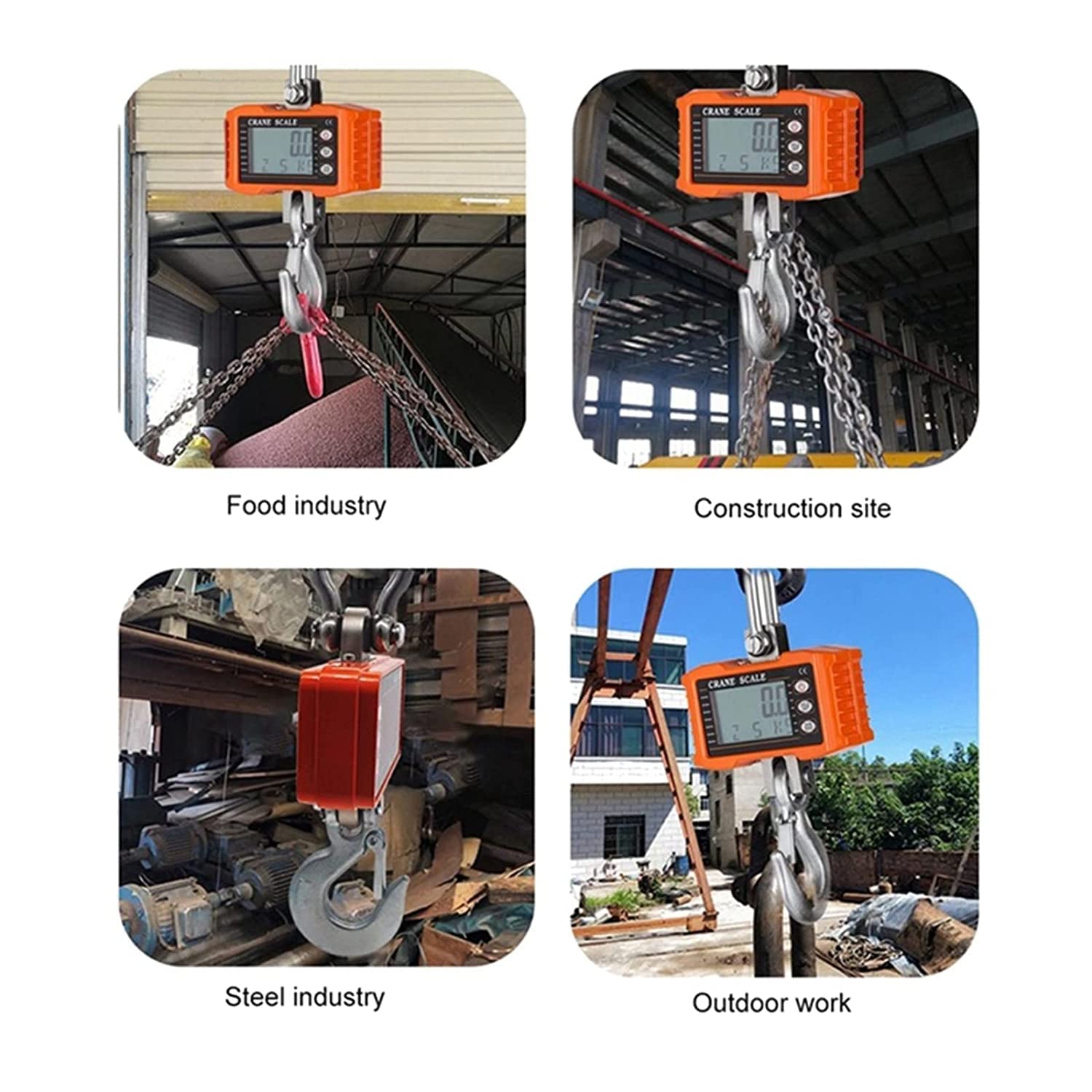 Báscula de grúa digital Báscula colgante digital 1000Kg / 2204Lbs Báscula de grúa portátil de servicio pesado Báscula de gancho industrial con retroiluminación LCD Cambio de unidad
