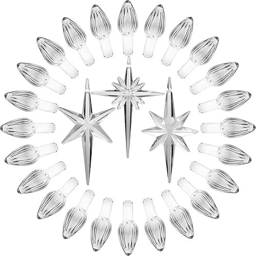 Miniatura 57 de Luces de repuesto de cerámica para árbol de Navidad, adornos de luz multicolor mediana para árbol de cerámica (117 bombillas + 5 estrellas superior)