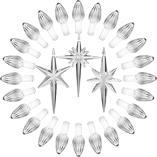 Ceramic Christmas Tree Replacement Lights Bulbs, Clear White Medium Twist Plastics Pegs Ornaments for