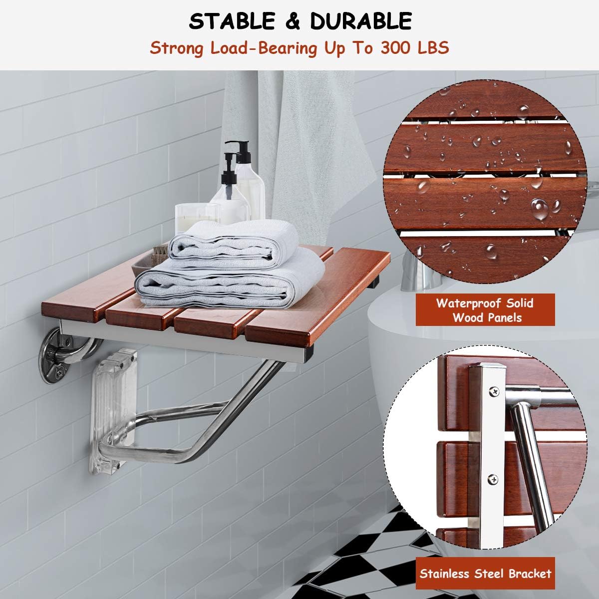 New Product Giantex 36 Double Seat Folding Shower Bench Folding Shower Seat Teak Wood and Aluminum Modern Wall-Mounted Fold Up Bathroom Stool Foldaway Shower Seating Chair (Wooden) Best Cyber Monday 🔥 Giantex 36 Double Seat Folding Shower Bench Folding Shower Seat Teak Wood and Aluminum Modern Wall-Mounted Fold Up Bathroom Stool Foldaway Shower Seating Chair (Wooden)