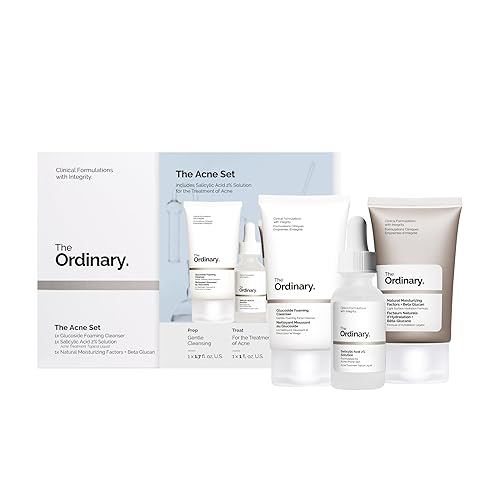 The Ordinary The Acne Set, 3-Step Skin Regimen with Glucoside Foaming Cleanser, Salicylic Acid 2% Solution, and Natural Moisturizing Factors + Beta Glucan | Skin Care Set