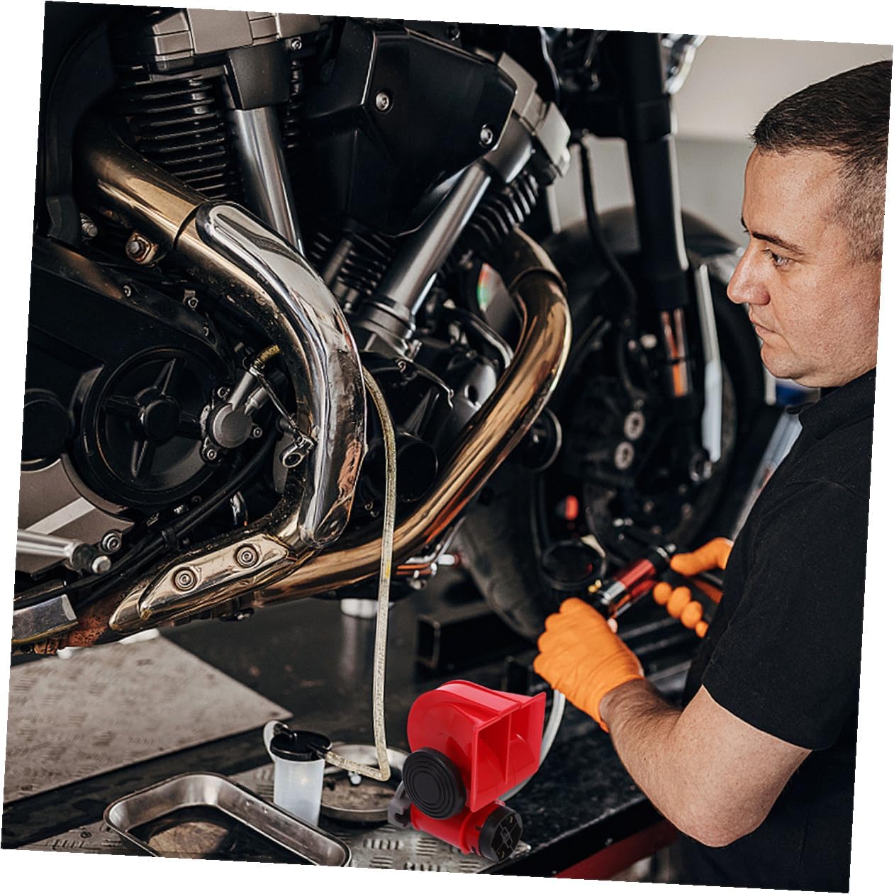 12v Red Spiral Electric Train Horn for Cars and Trucks, Loud Dual-tone Air Horn Replacement Part, Suitable for Pickup, Suv, and Rv Exterior Accessories