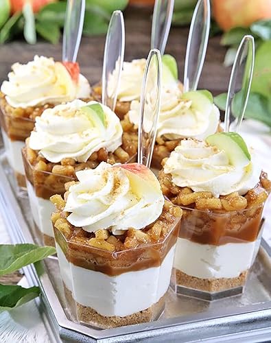 Miniatura 2 de Foraineam Paquete de 100 vasos de postre de plástico transparente de 5.4 onzas con 100 cucharas desechables reutilizables para aperitivos, cuencos