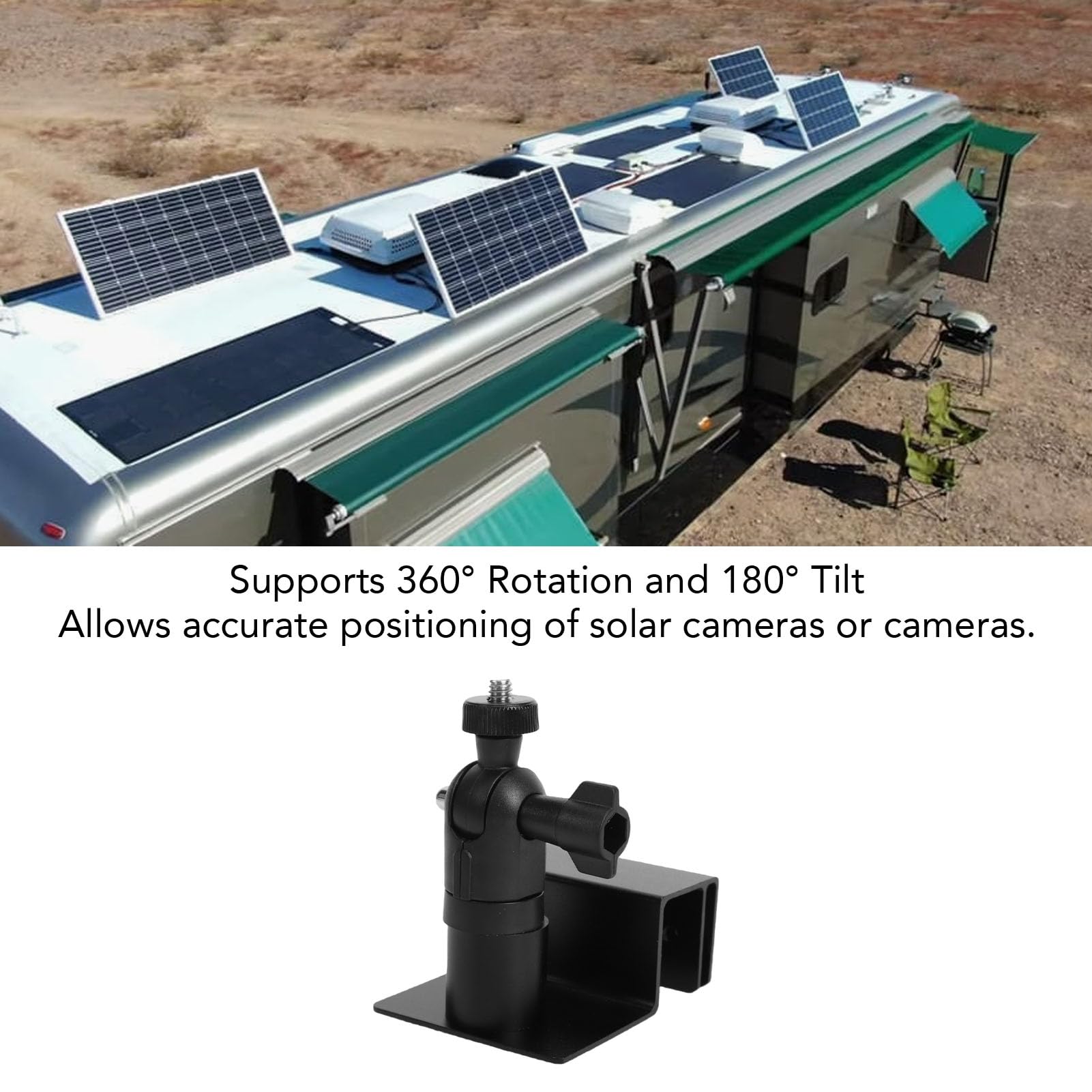 Staffa per Montaggio su Grondaia per Pannello Solare, Rotazione a 360° e Inclinazione di 180° per Anello, Staffa per Pannello Solare con Struttura in Acciaio per , Rimorchi da