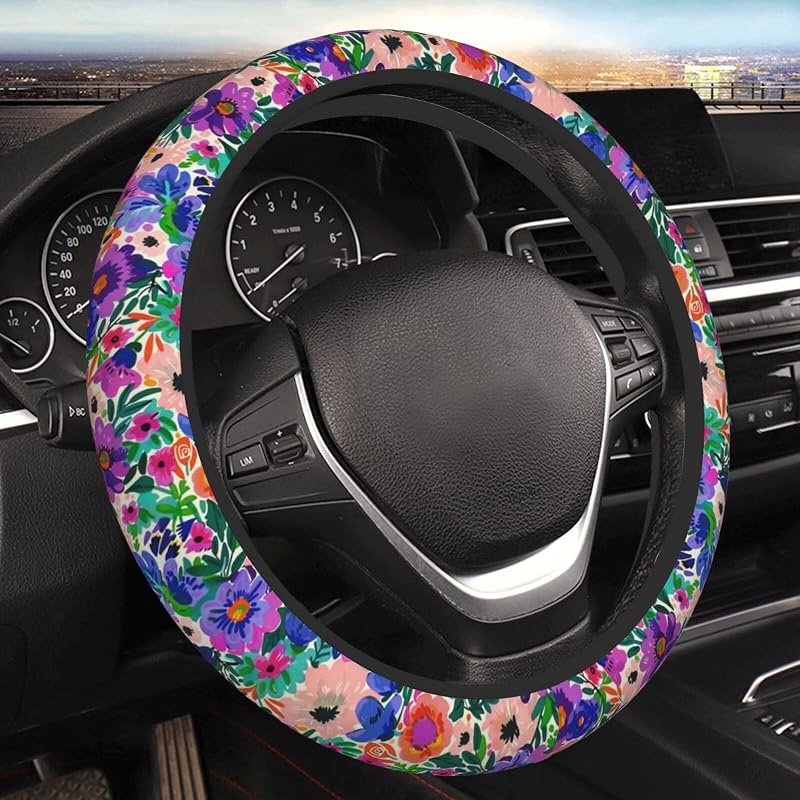 Capa para Volante MAGIFUN Floral Design em Neoprene para Carros, SUVs, Sedãs, Vans e Caminhões