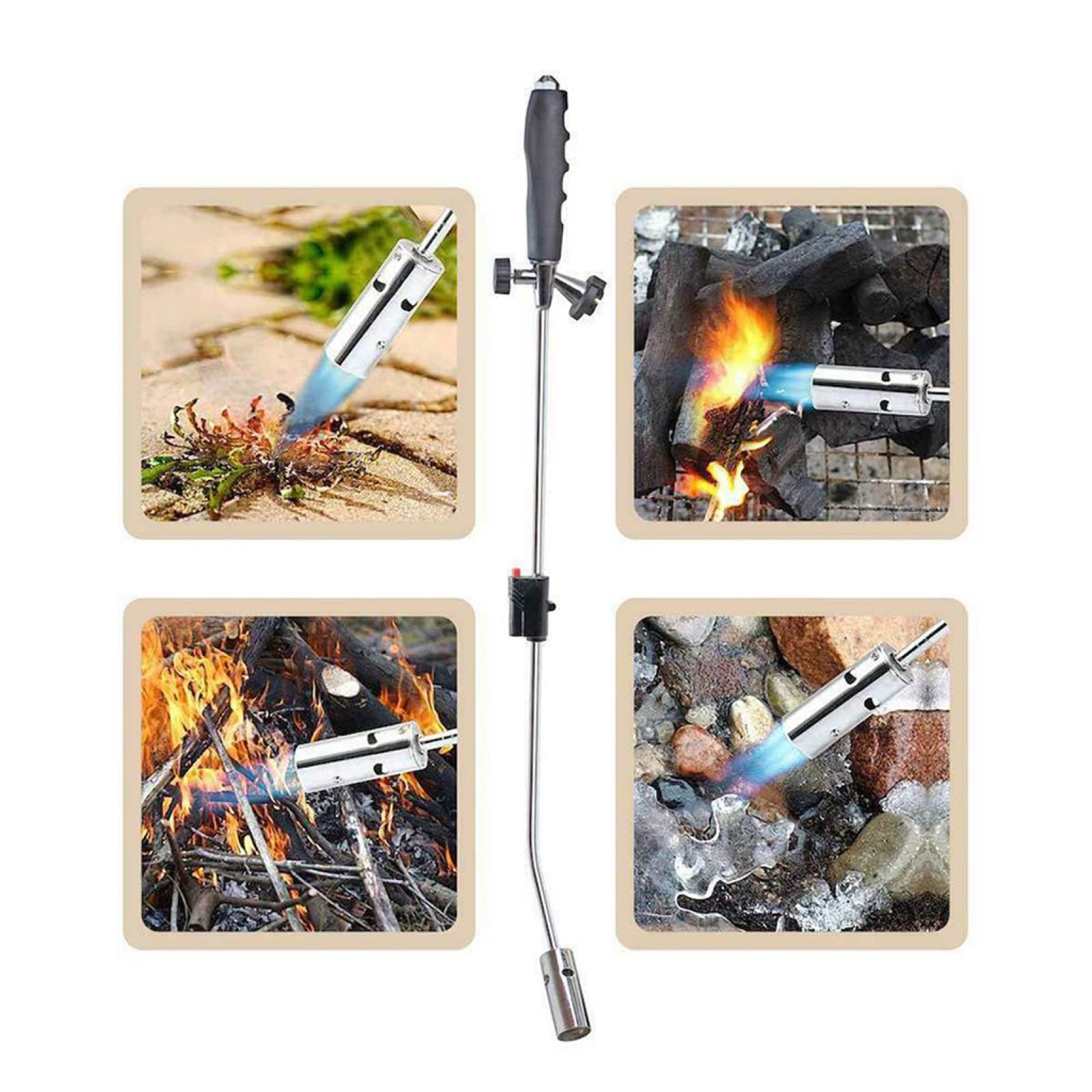 Bruciatore di propano, bruciatore per erbacce a torcia con valvola di controllo della fiamma e impugnatura ergonomica antiscivolo, 32 pollici/80 cm, con accenditore a pulsante