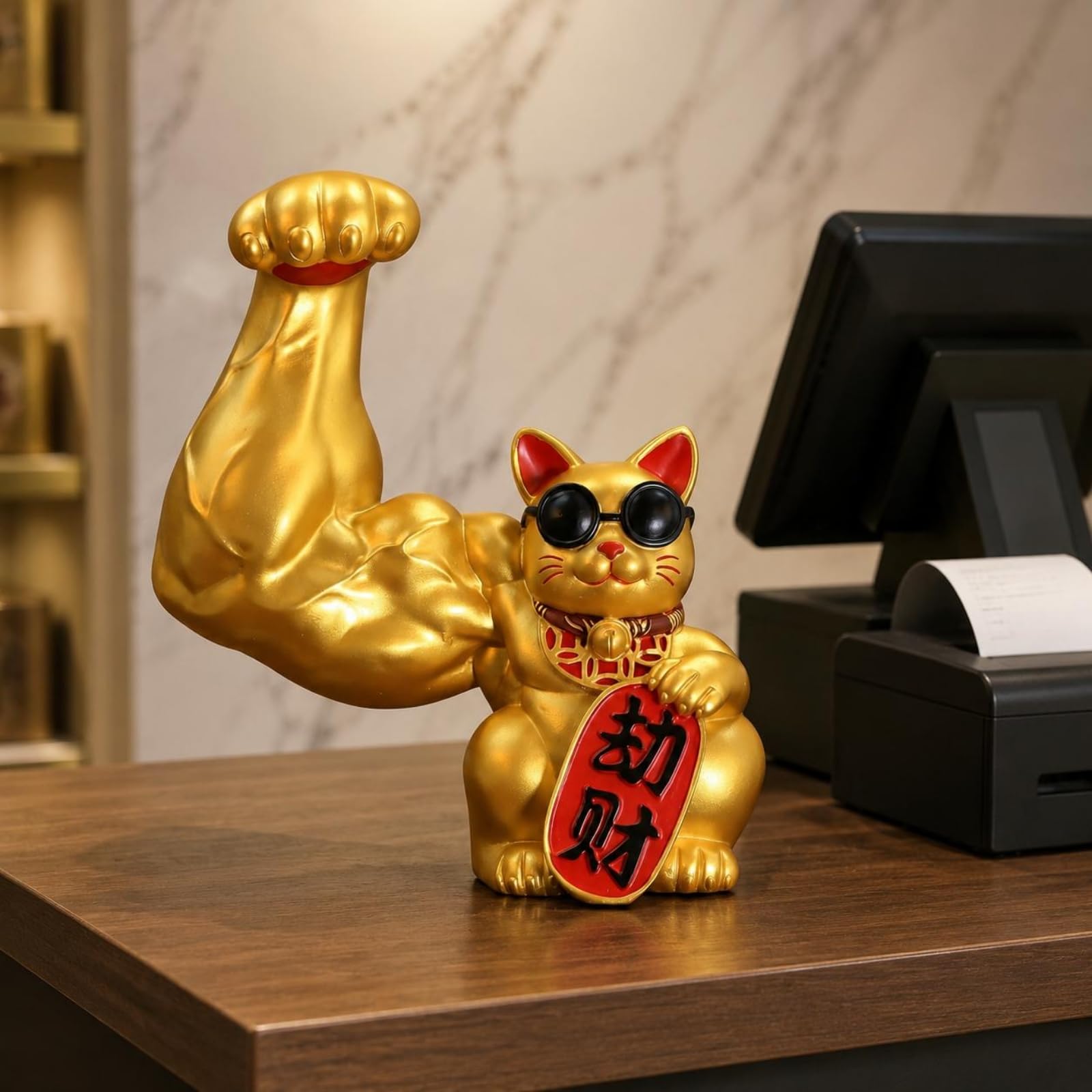 F Fityle Figura Auspicioso Dorado para Escritorio Resina con Colgante Acuada para coración Hogar y Oficina, Grande, Style to 3