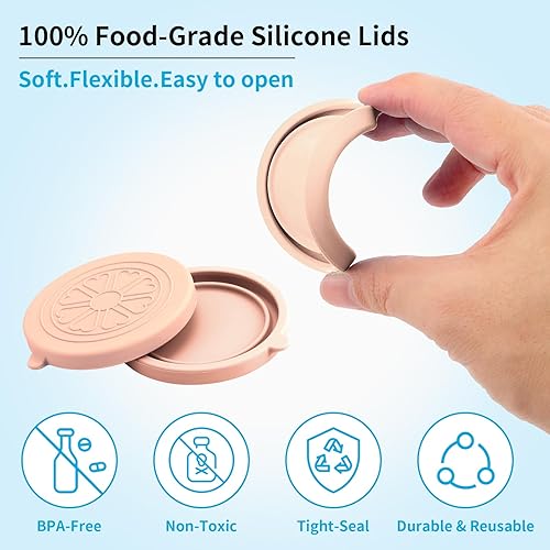 Miniatura 4 de VOLCANOES CLUB Oui - Tapas de silicona para tarros de yogurt, cubiertas para tarros de vidrio de yogur Oui de 5 onzas, perfectas para botellas de