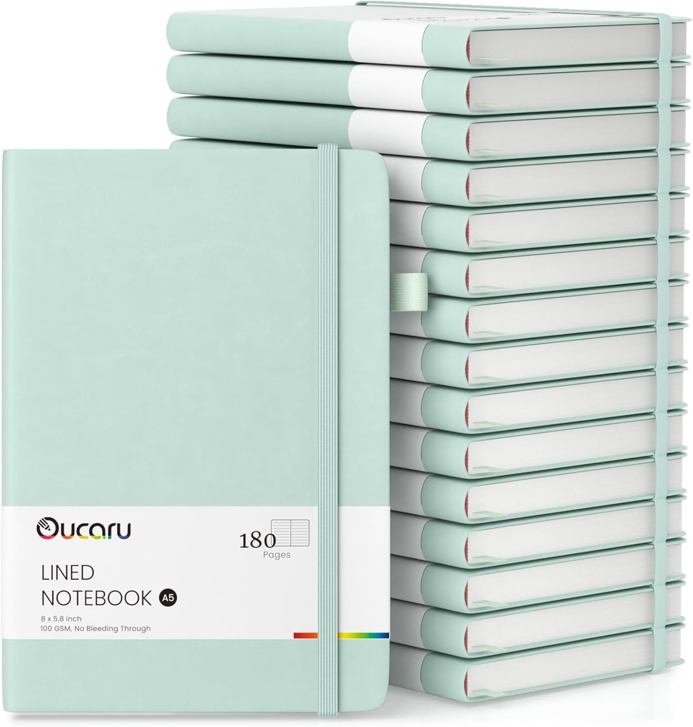 Oucaru Lined Journal Notebook, 16 Pack, 180 Pages, A5 Journals for Writing, 100 GSM Thick Paper, Small Notebooks Daily Journal for Women Men Work, Business, School, Travel Supplies