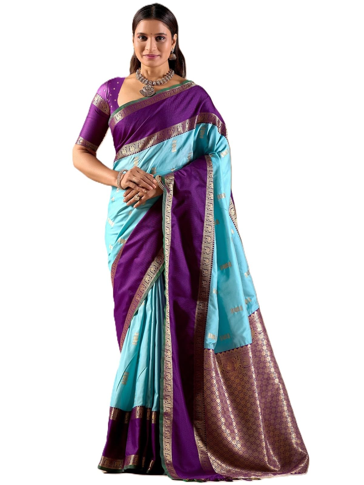Woven Design Premium Traditional Silk Fabric Saree With Zari Border-image-19