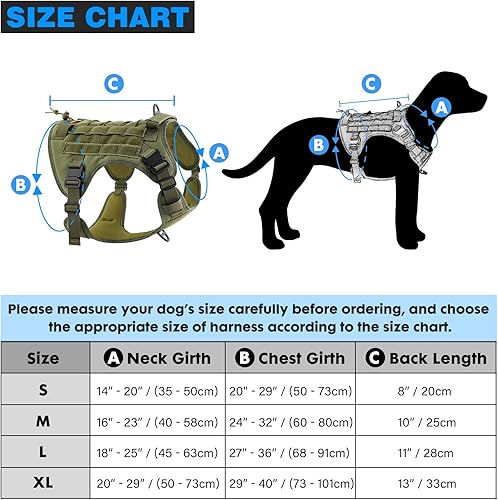 Miniatura 6 de Plutus Pet Arnés táctico para perro con hebillas de metal, ajustable, chaleco para perro de servicio sin tirones con sistema Molle para perros