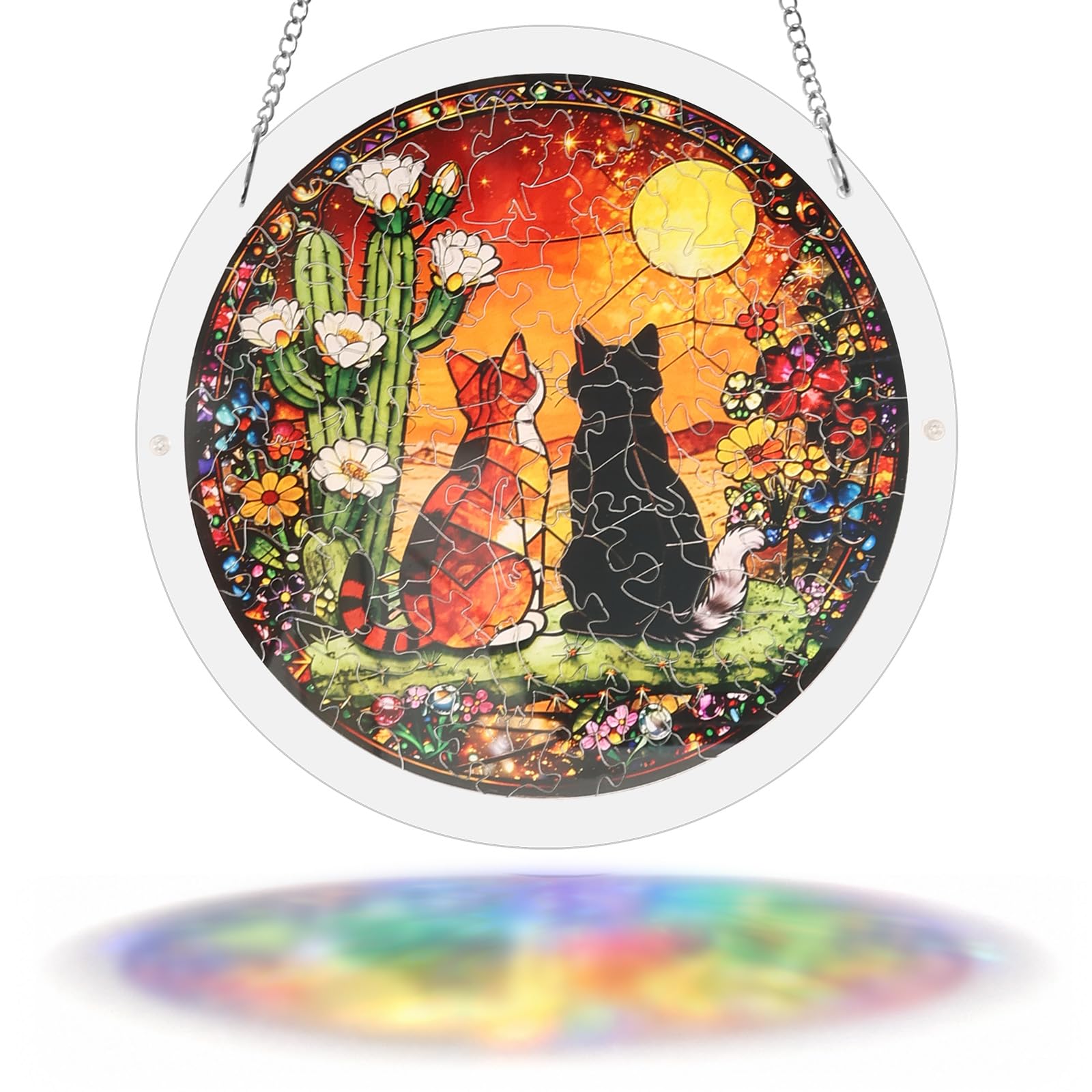 Acrylic Puzzle Suncatcher, 8.2Inch Cat Sun Catchers for Windows