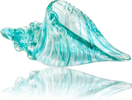 HOWFIELD Caracola de cristal soplada a mano para decoración del hogar, figura de conchas de mar de cristal, escultura de vidrio artístico,