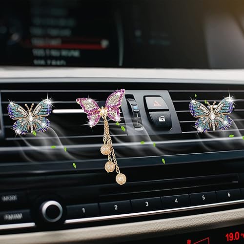 Miniatura 3 de Clips de ventilación con diseño de mariposa brillante, 4 piezas de ambientadores de aire para automóvil, clips de ventilación para difusor de