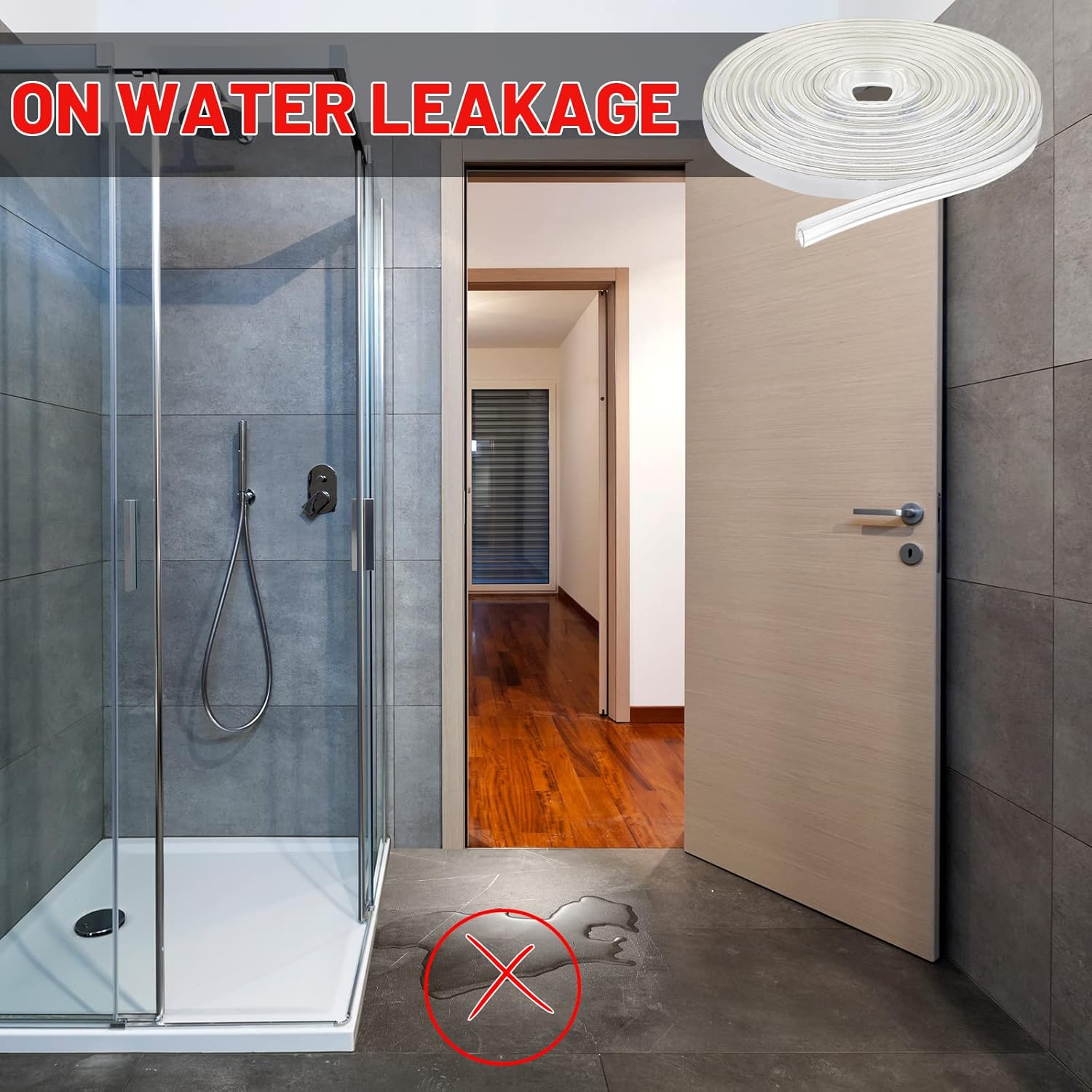 Tondiamo Shower Door Side Strip Seal Glass Translucent Shower Door Side Strip Seal Soft Clear PVC Frameless Glass Sweep to Stop Water(7/32 x 98.4 Inches,2 Rolls)