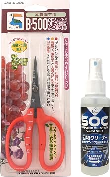 Chikamasa B-500SF Stainless Steel Fluorine Coated Garden Pruning Shears with Nascom Blade Cleaner & Sap Remover Set, Made in Japan Professional Gardening Maintenance Kit