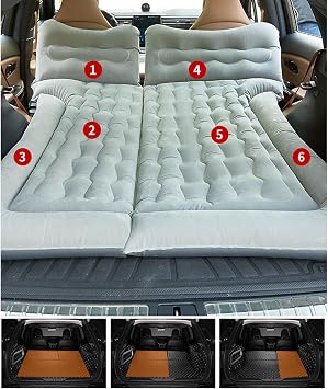 Car Air Mattress for Honda Fit/Jazz HEV GP5 2004-2021, Thickened Car Bed Mattress, Travel Sleeping Pad, Back Seat Bed Cushion with Air Pump 2 Pillows,Grey