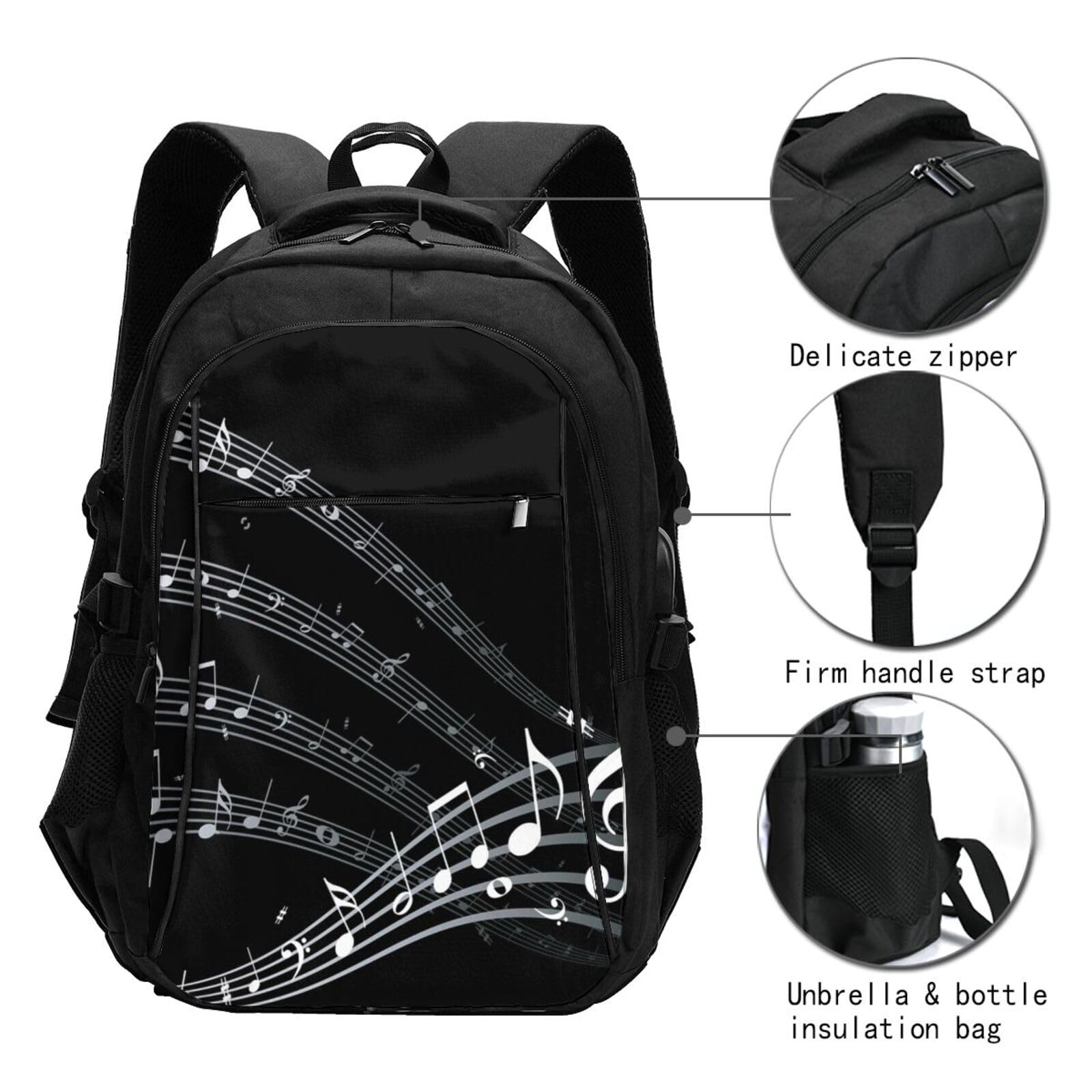 InOmak Musikalische Note, Reiserucksack, Freizeitrucksack, Schulrucksack, Laptop-Rucksack für Damen und Herren