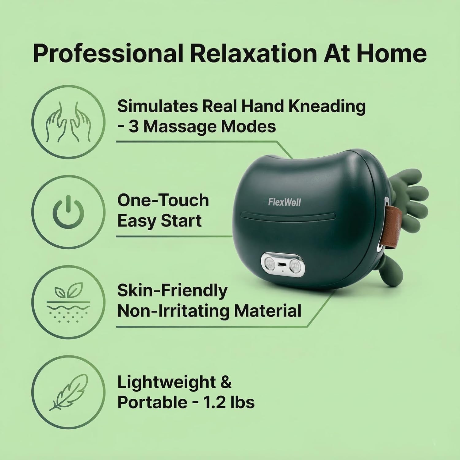 Neck Massager for Pain Relief, 4D Shiatsu Deep Tissue Neck and Shoulder Massager, Bionic Neck Shoulder Massager with Hand Kneading, Massager with Little Hands for Home & Office (Green)