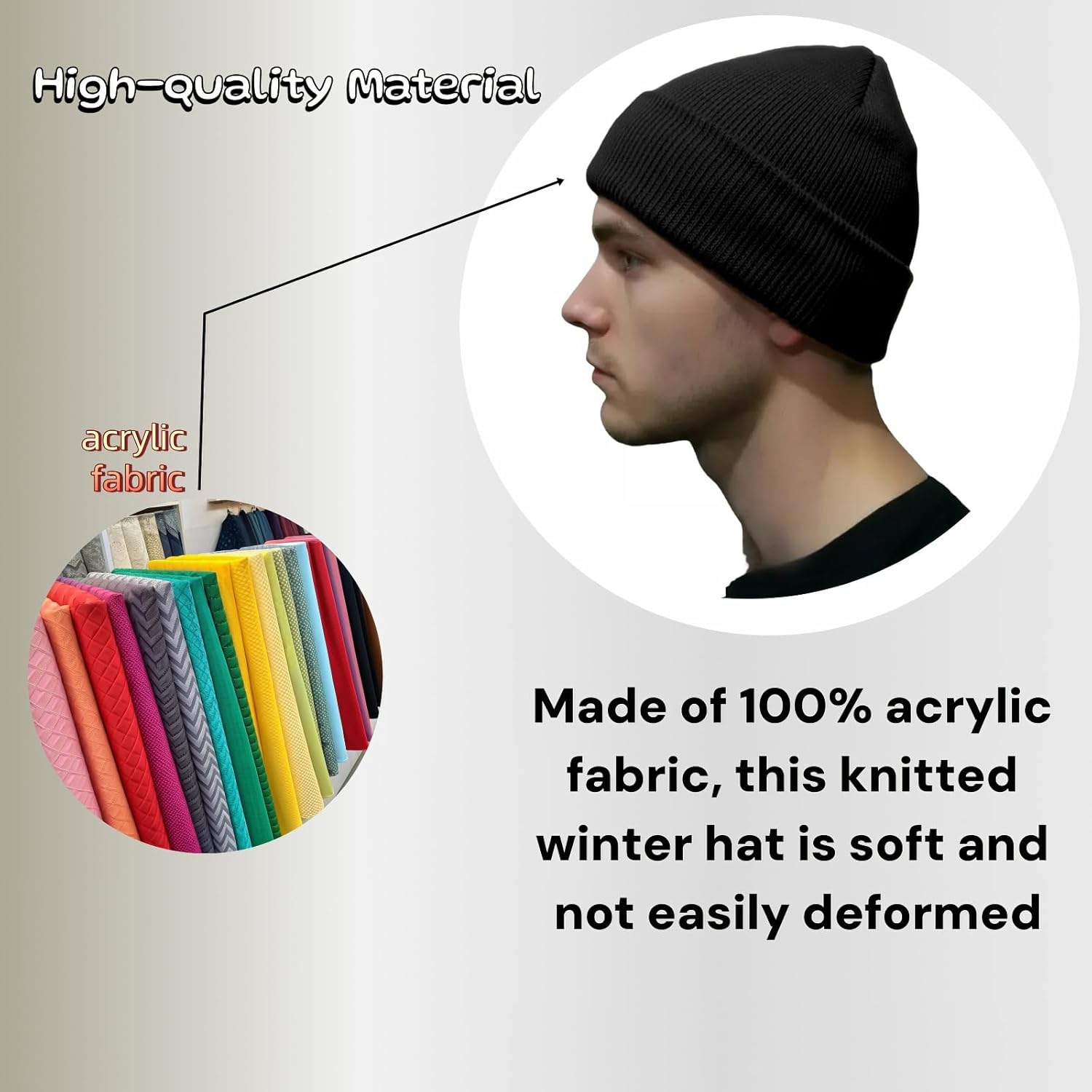 Beanie for Men and Women Beanie Hat Soft Winter Beanies Skull Caps Flanged Brimless Hat, Soft Plain Knit Hats - Image 4