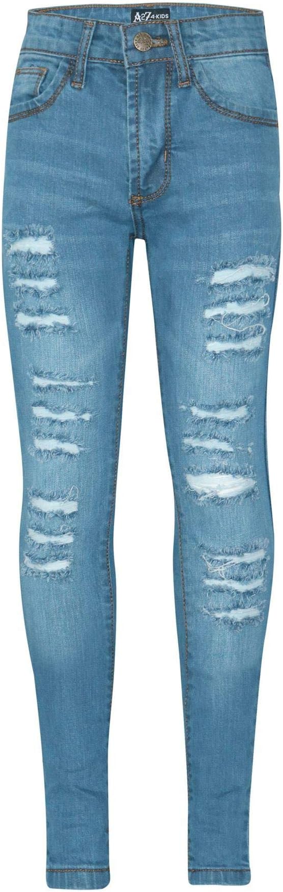 A2Z 4 Kids Girls Ripped Comfort Jeans Stretch Pants Lightweight Casual Fashion for Kids Age 3-14 Years