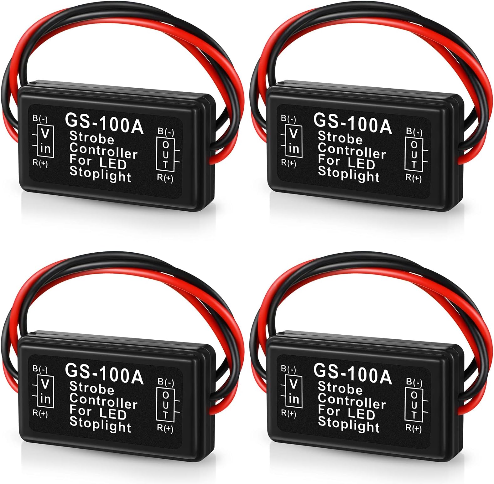 Frienda 4 Pieces Brake Light Flasher Strobe Tail Light LED Module Flash Strobe Controller for Motorcycles Cars Trucks 12-30 V