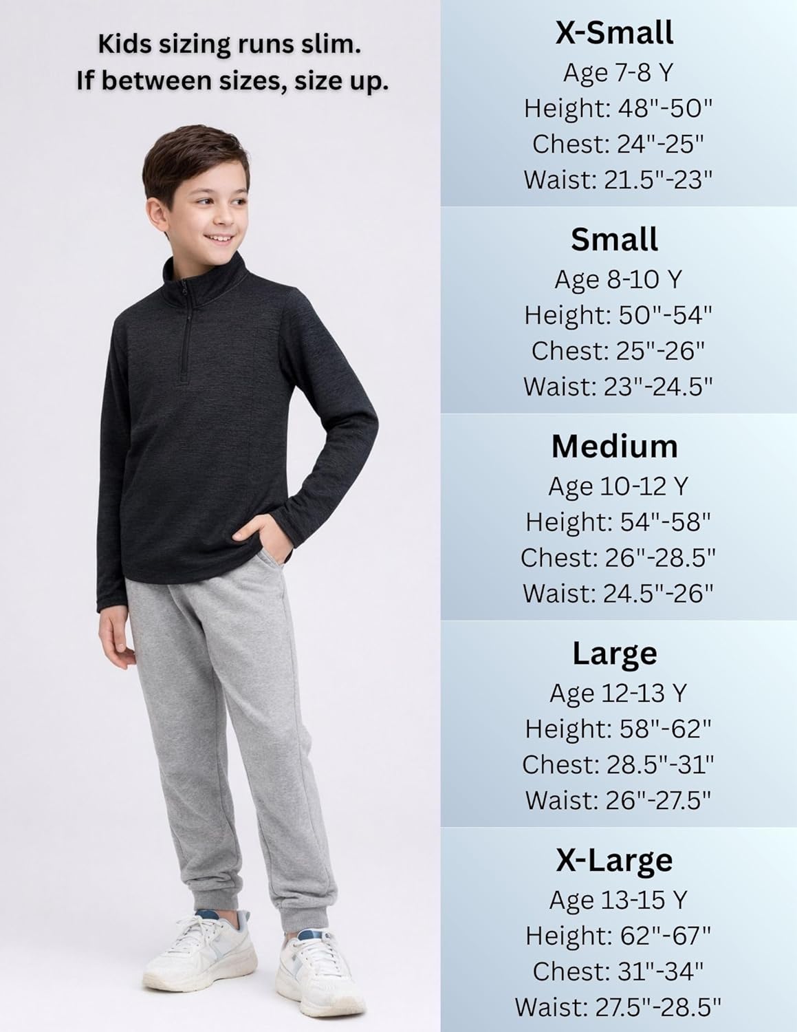 3 Pack Youth Boys Slim Fit Athletic Quarter Zip Pullover Shirts, Lightweight Long Sleeve Jackets Performance Tops - Image 4
