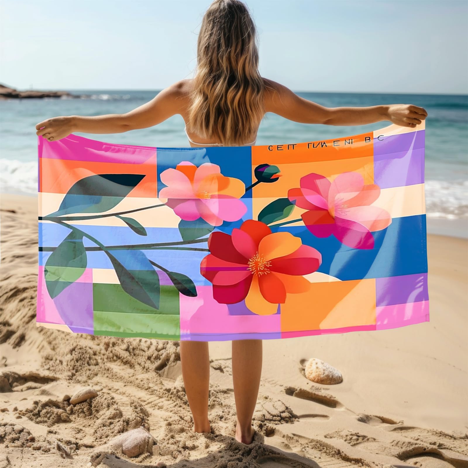 Generico Telo Mare Microfibra 200X100 Fiore Rosso Asciugatura Rapida Telo da Spiaggia Sabbia Per Donna Uomo Viaggi Vacanze Nuoto Campeggio