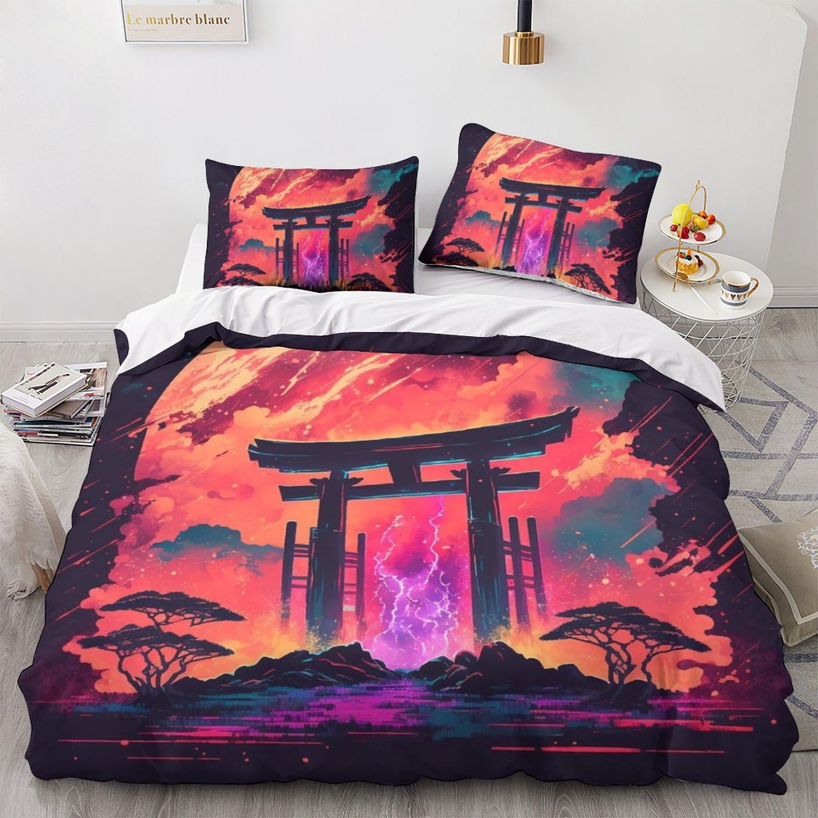 Parure de lit 3 pièces imprimée 3D cosmos en microfibre premium pour lit King 220x240
