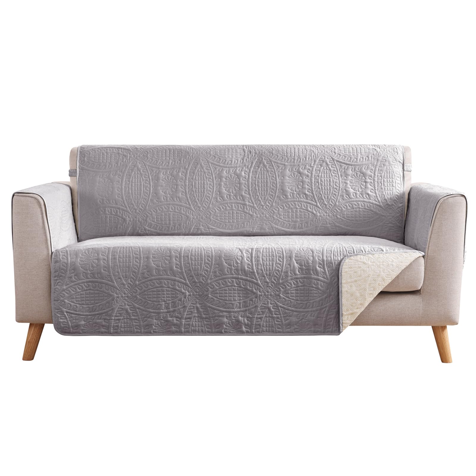 Purple Loveseat Covers for 2 Cushion Couch, Water-Repellent Covers for Love Seat, Washable Quilted Couch Covers, Pet Friendly Sofa Slipcovers (Loveseat 48", Cloud Purple)