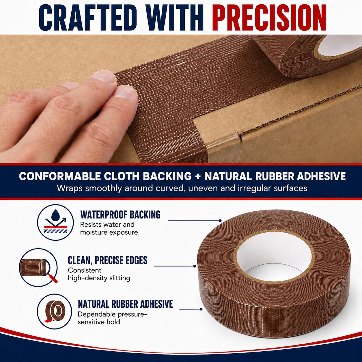 T.R.U. CDT-36 cinta de conducto de grado industrial. Impermeable y resistente a los rayos UV. Varios colores disponibles.