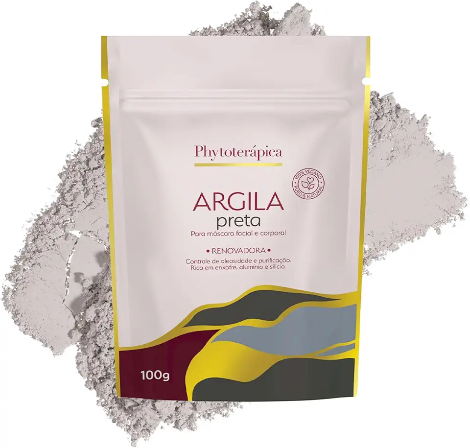 Phytoterápica Argila Preta Sachê 100g - Máscara Renovadora Facial e Corporal - Limpeza Profunda, Elimina Resíduos e Impurezas da Pele