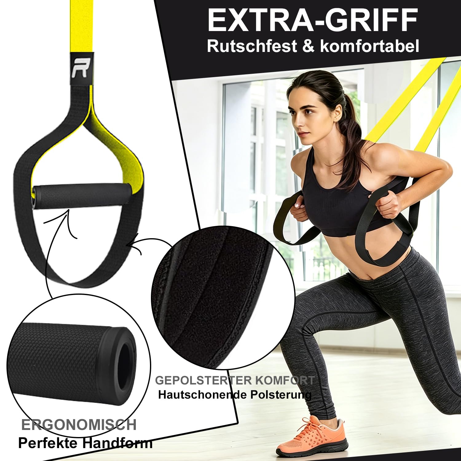 RHINOSPORT Schlingentrainer Sling Trainer Set mit Türanker Einstellbar Fitness Zuhause Suspension - geeignet für unterwegs und für das Training im Innen- und Außenbereich