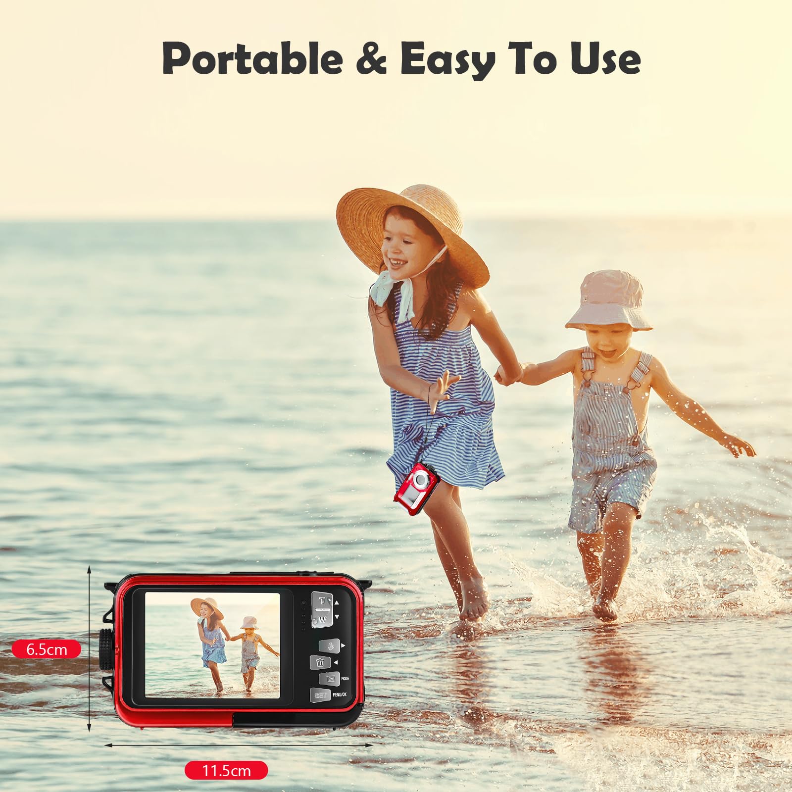 Macchina Fotografica Subcquea, Comius Sharp Fotocamera Subacquea Digitale 10FT 30MP Photo FHD Video 16X Digital Zoom con Scheda di Memoria da 32G per Selfie Subacquei, Immersione, Nuoto
